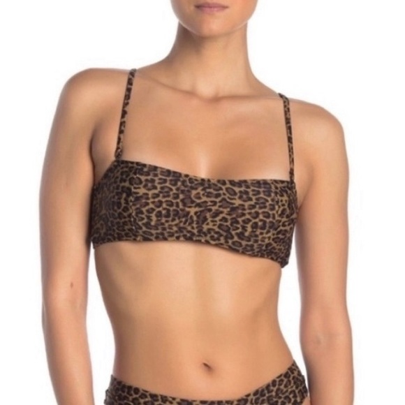 KENDALL & KYLIE Leopard Print Bandeau Bikini Top with Removable Strap - Picture 9 of 16